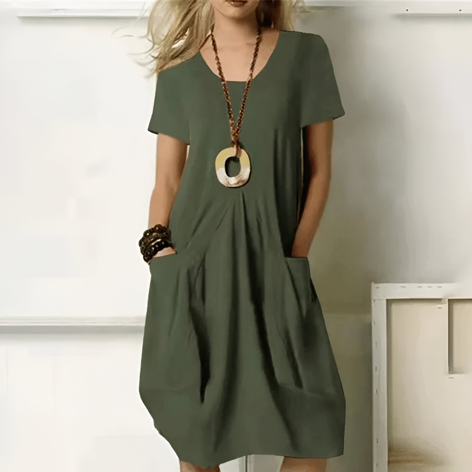 Casual green dress best sale